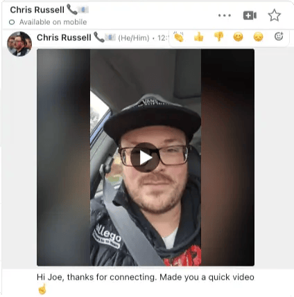 Graphic of Chris Russell's video message example